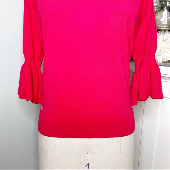 Ralph Lauren Pink Flounce Sleeve Knit Sweater Nwt - Picture 5 of 9